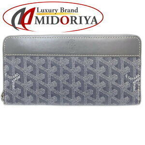 GOYARD Matignon Long Wallet Round Zipper Leather Gray